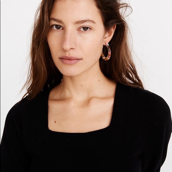 NWOT Madewell Marbled Resin Hoop Earrings Violet - Picture 5 of 5